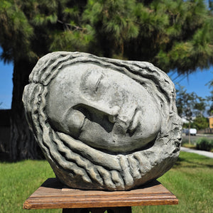 Campania International 2005 Sleeping Maiden Planter Cast Stone Face Statue Pot