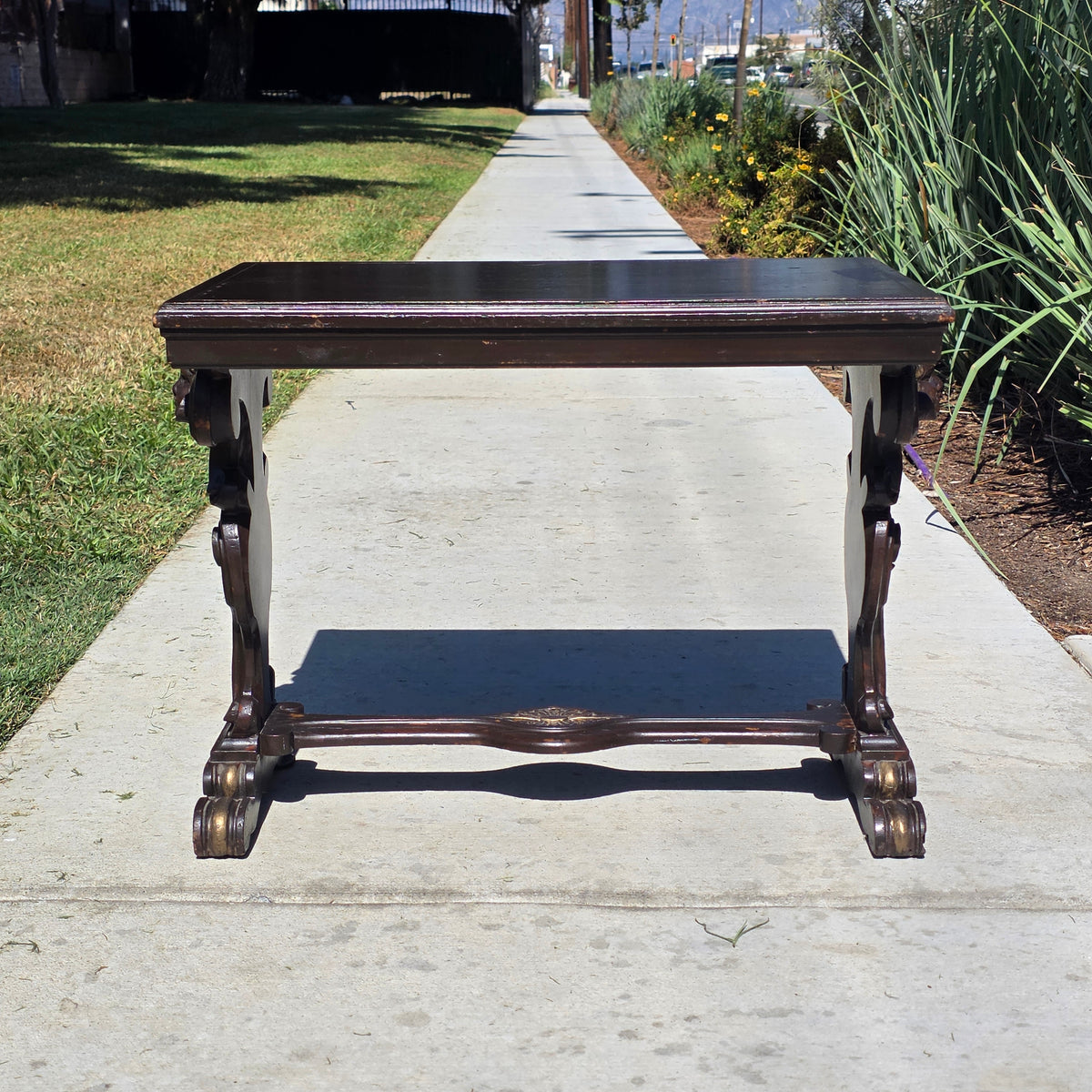 Universal Pictures Prop Antique French Renaissance Cherub Trestle Side Table