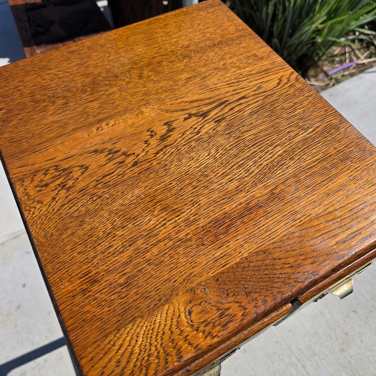 Antique Oak Card Catalog 2 Drawer Library File Box Desk Recipe Holder (Damage)