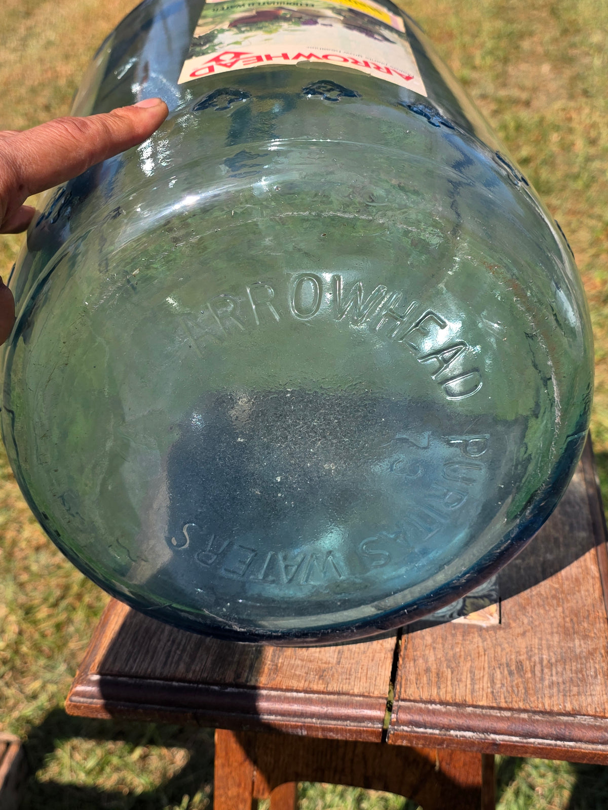 Vintage Arrowhead Puritas 5 Gallon Glass Water Bottle Carboy Wood Crate 1973 (Damage)
