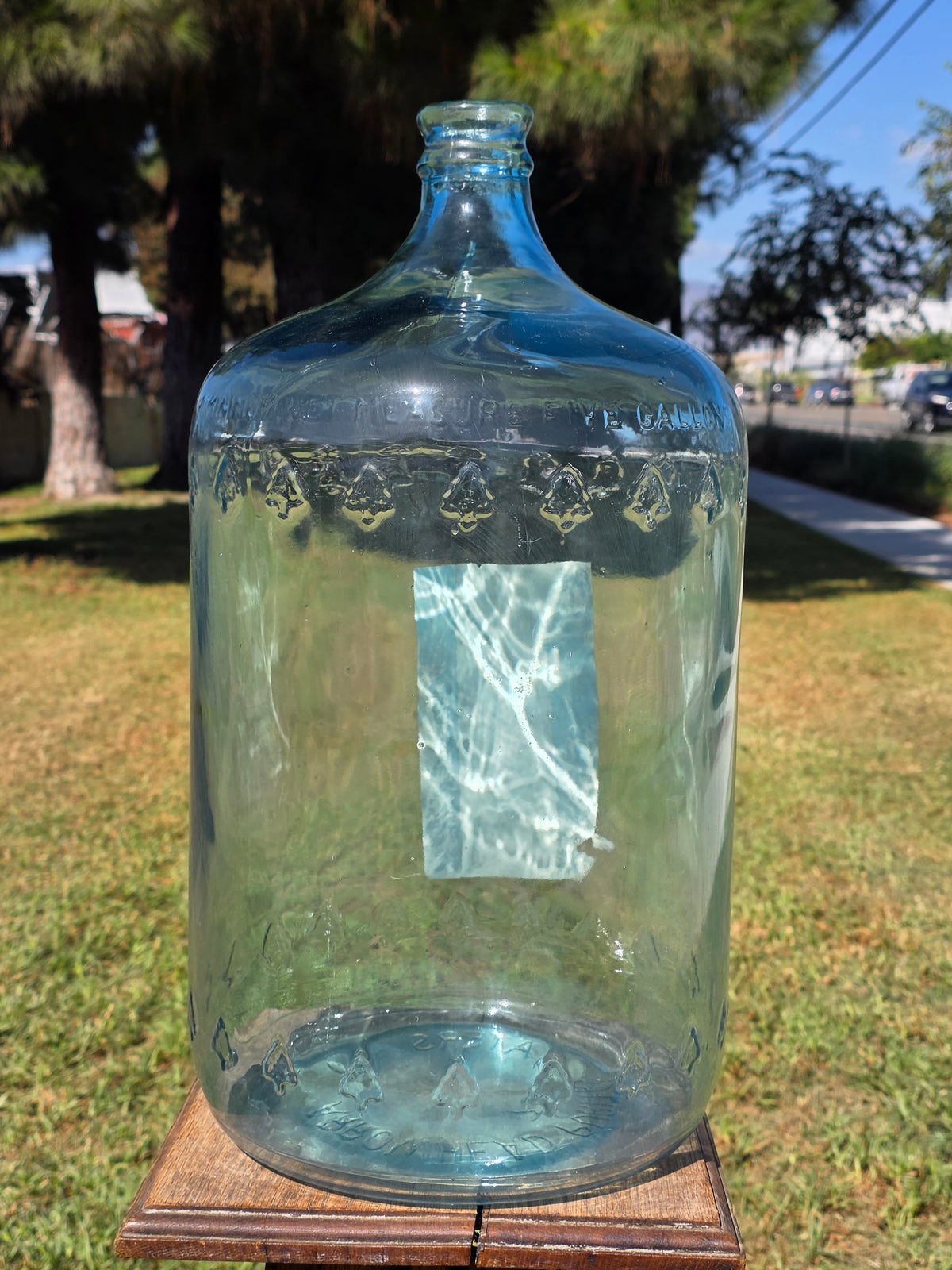 Vintage Arrowhead Puritas 5 Gallon Glass Water Bottle Carboy Wood Crate 1975