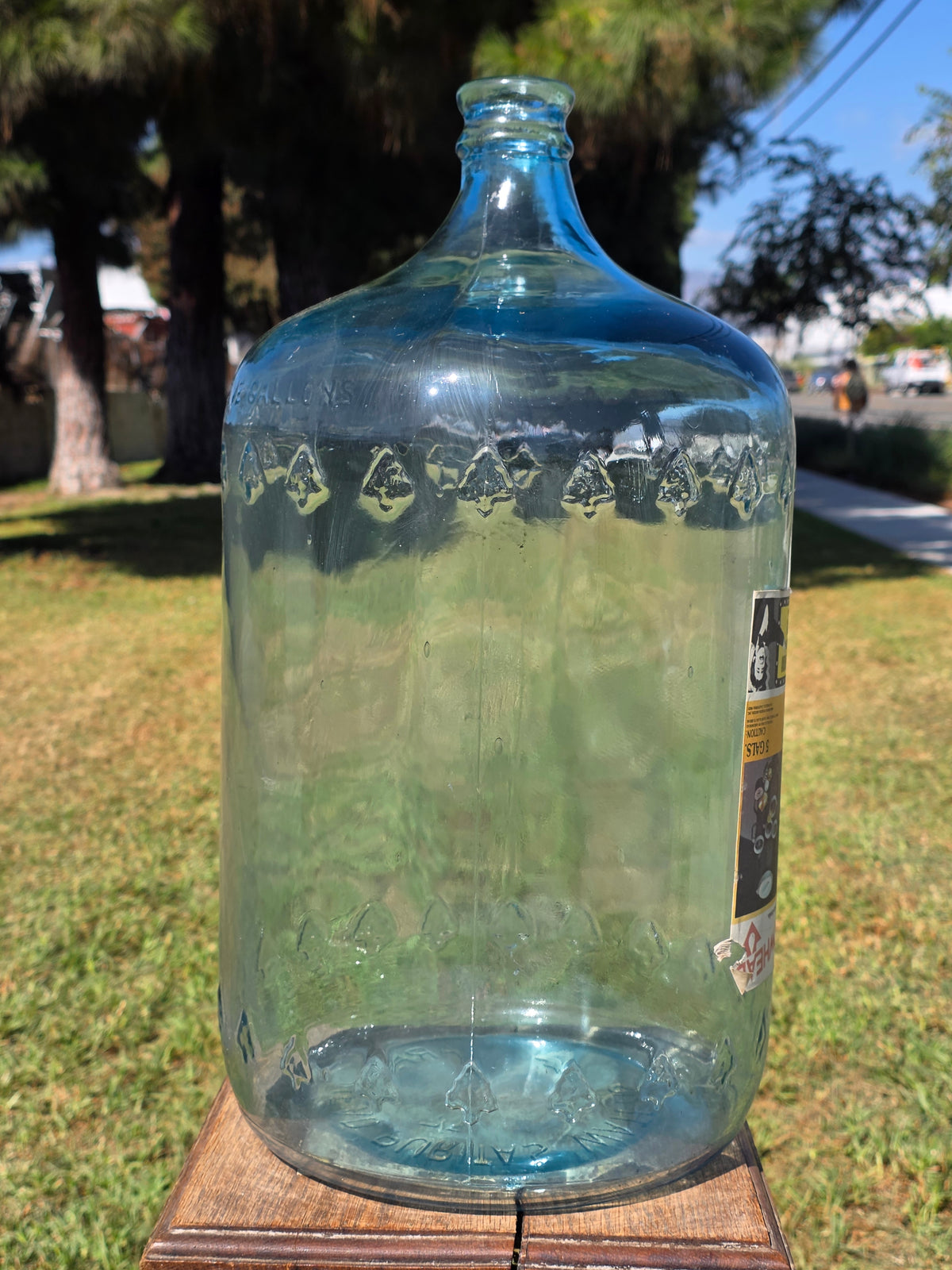 Vintage Arrowhead Puritas 5 Gallon Glass Water Bottle Carboy Wood Crate 1975