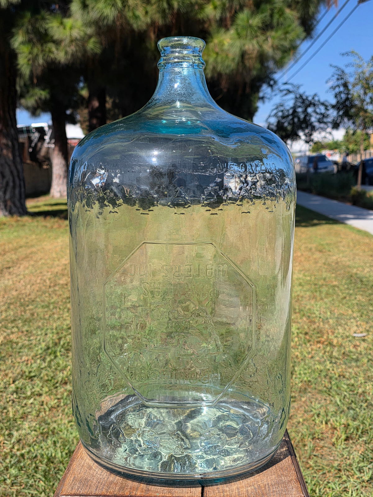 Vintage Arrowhead Puritas 5 Gallon Glass Water Bottle Carboy Wood Crate 1962