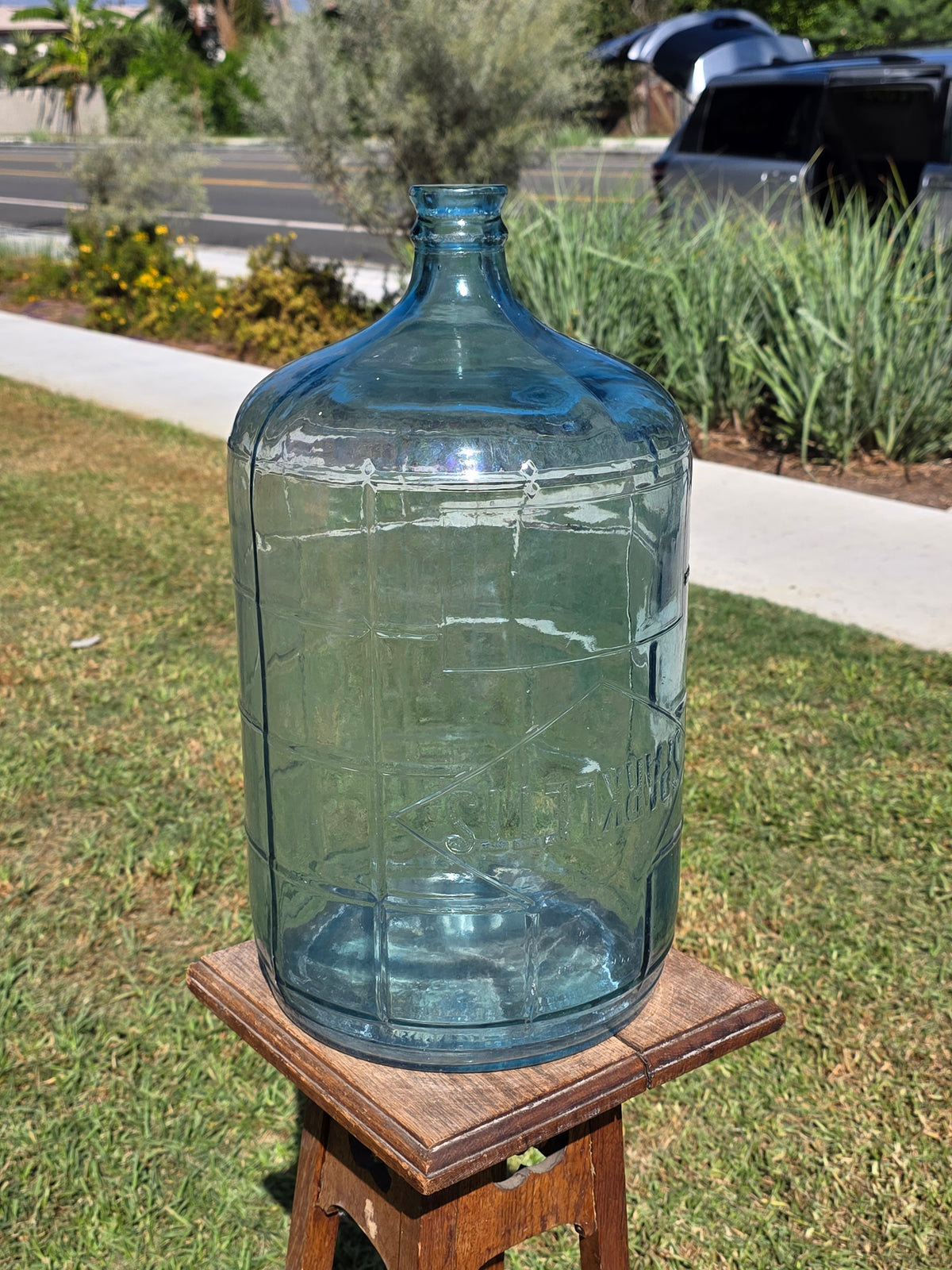 Vintage 1971 Sparklettes Blue Glass Carboy 5 Gallon Water Bottle Jug Los Angeles