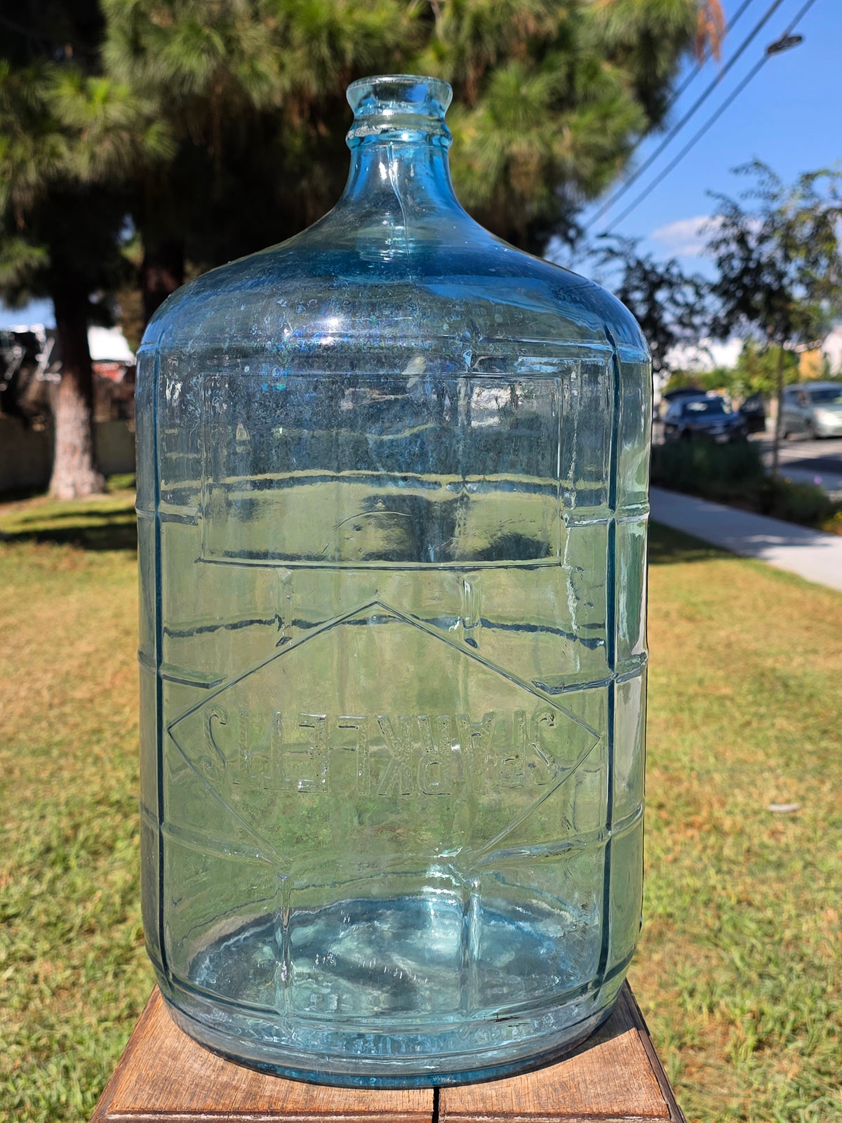 Vintage 1971 Sparklettes Blue Glass Carboy 5 Gallon Water Bottle Jug Los Angeles