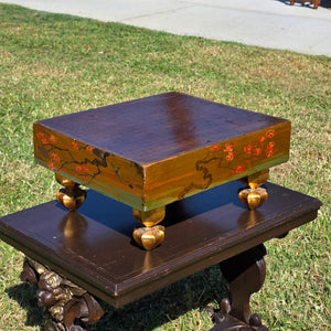 Antique Japanese Goban Go Board Table Gold Lacquer Sakura Plant Stand Low 1917