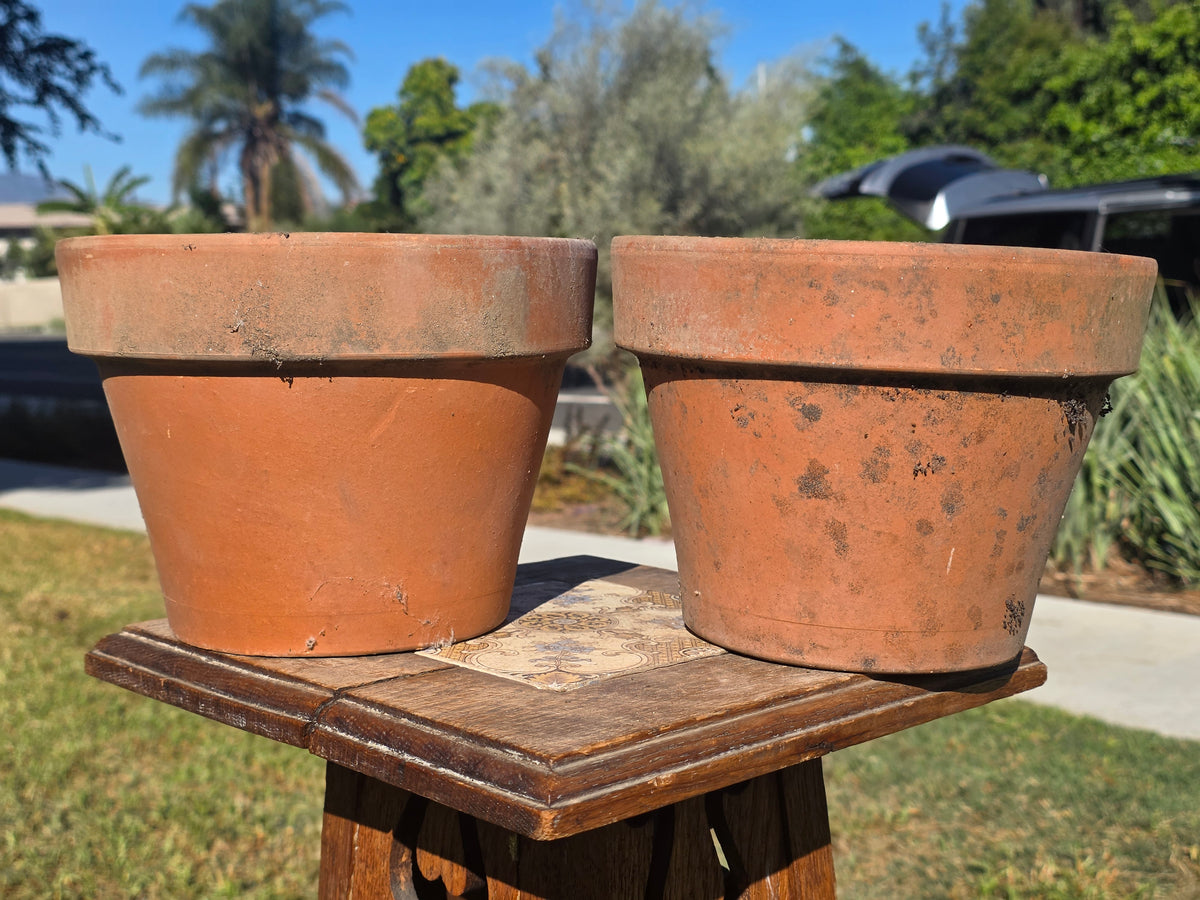 Pair of 2 Vintage ITERRA Terracotta Planter 8" Italian Clay Pots (Made in Italy)