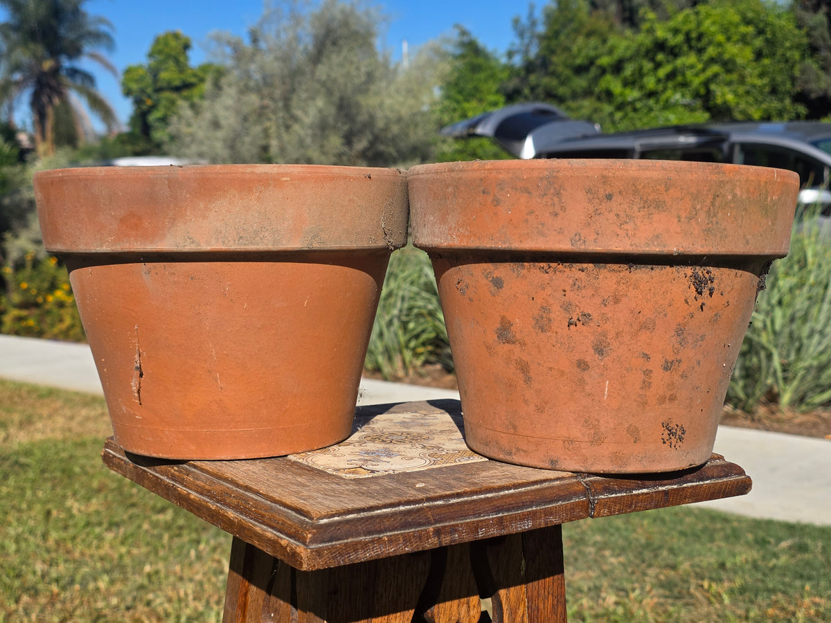 Pair of 2 Vintage ITERRA Terracotta Planter 8" Italian Clay Pots (Made in Italy)