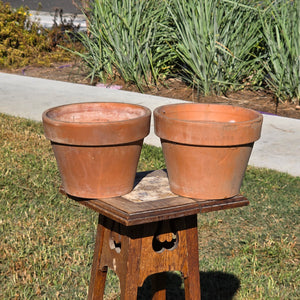 Pair of 2 Vintage ITERRA Terracotta Planter 8" Italian Clay Pots (Made in Italy)