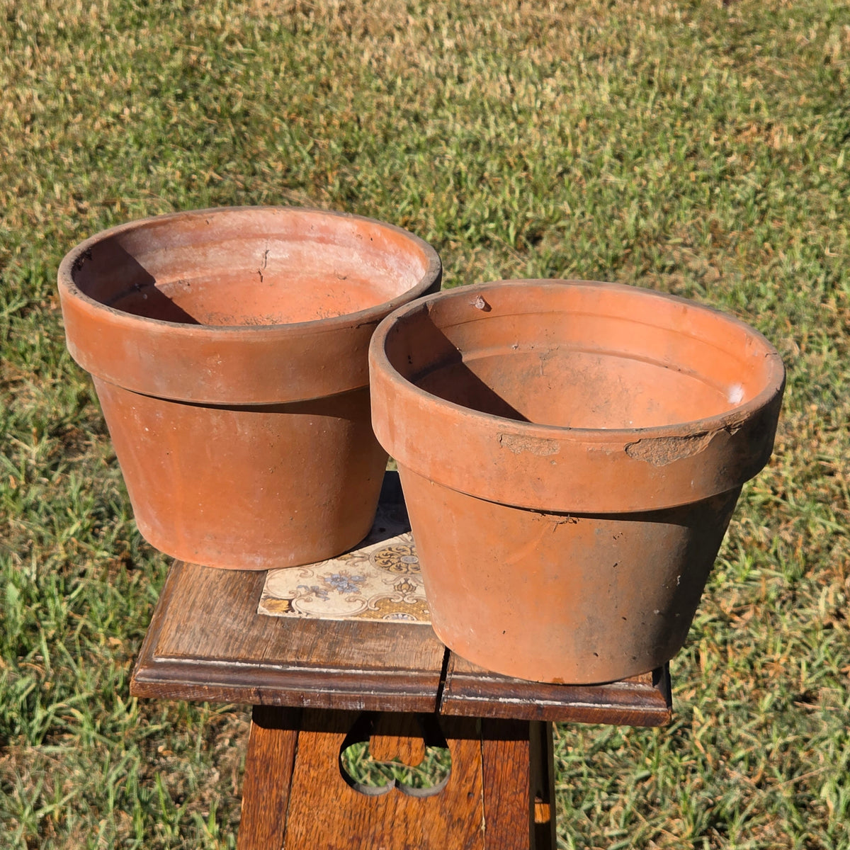 Pair of 2 Vintage ITERRA Terracotta Planter 8" Italian Clay Pots (Made in Italy)