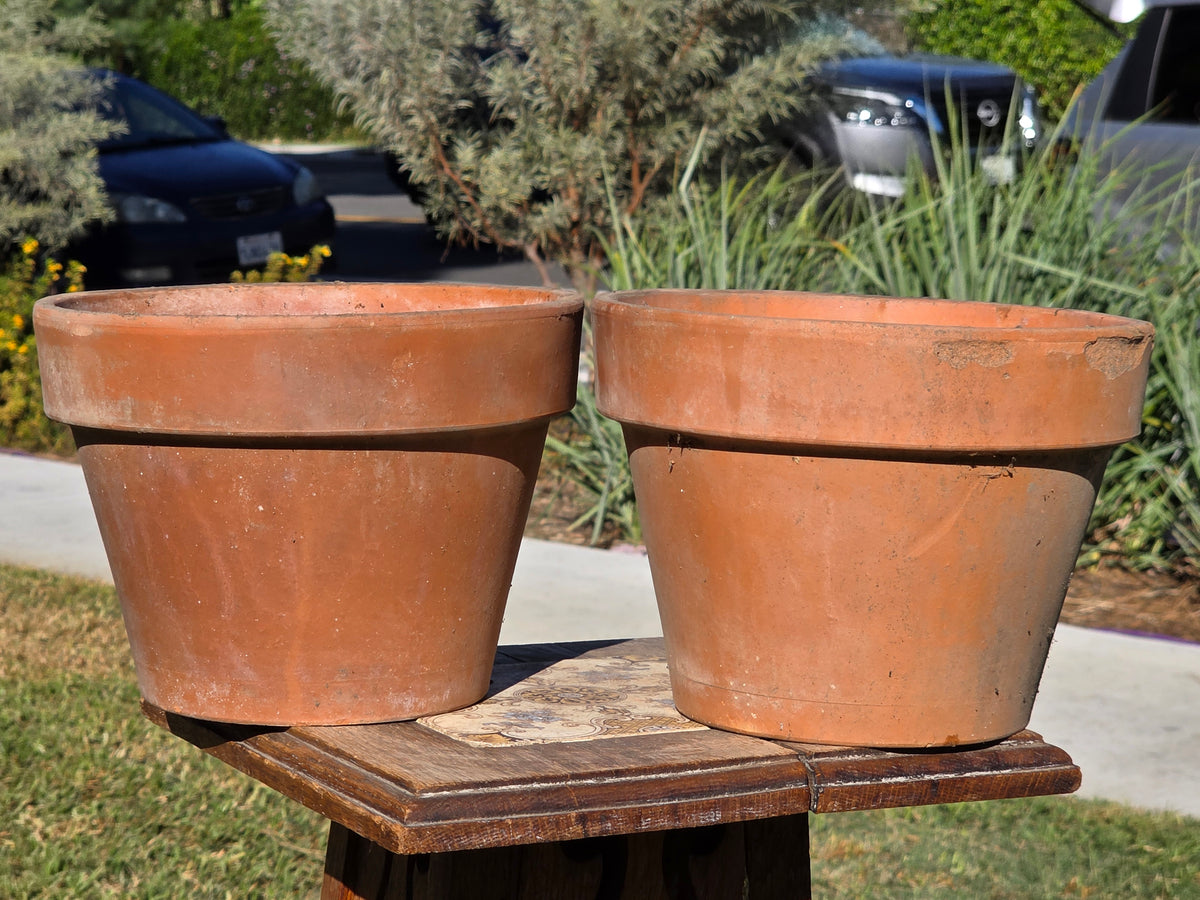 Pair of 2 Vintage ITERRA Terracotta Planter 8" Italian Clay Pots (Made in Italy)