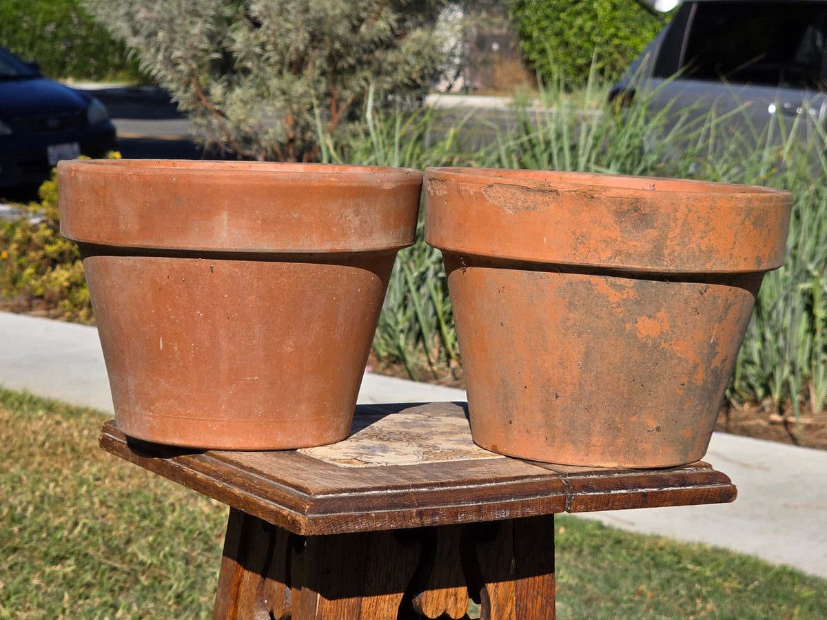 Pair of 2 Vintage ITERRA Terracotta Planter 8" Italian Clay Pots (Made in Italy)
