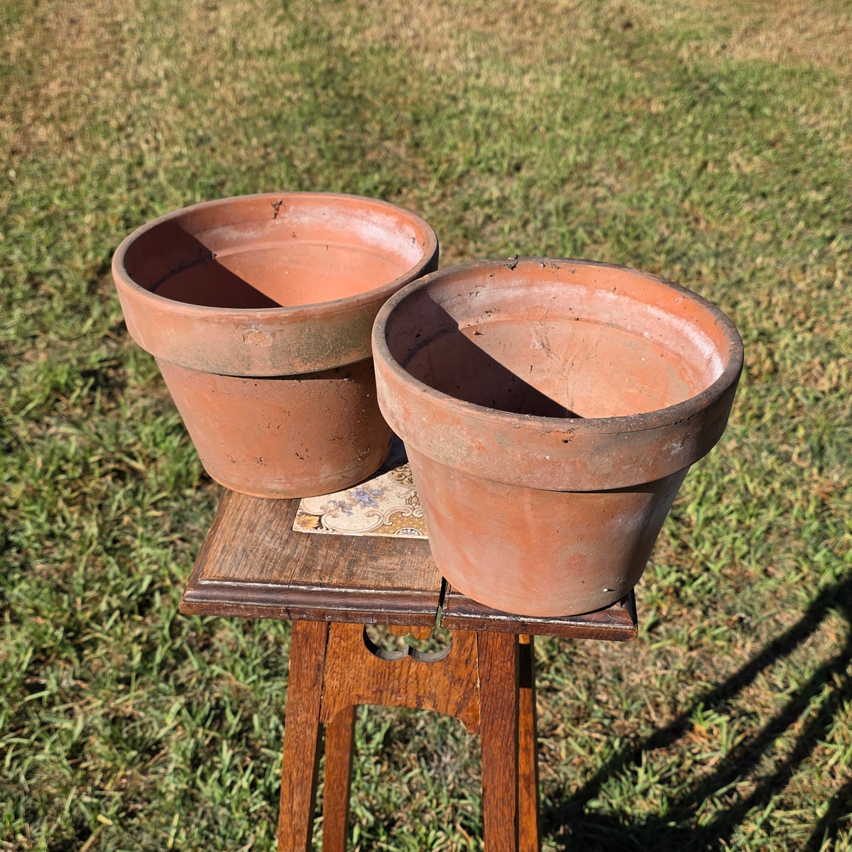 Pair of 2 Vintage ITERRA Terracotta Planter 8" Italian Clay Pots (Made in Italy)