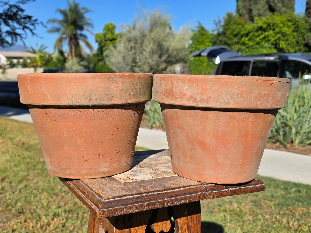 Pair of 2 Vintage ITERRA Terracotta Planter 8" Italian Clay Pots (Made in Italy)