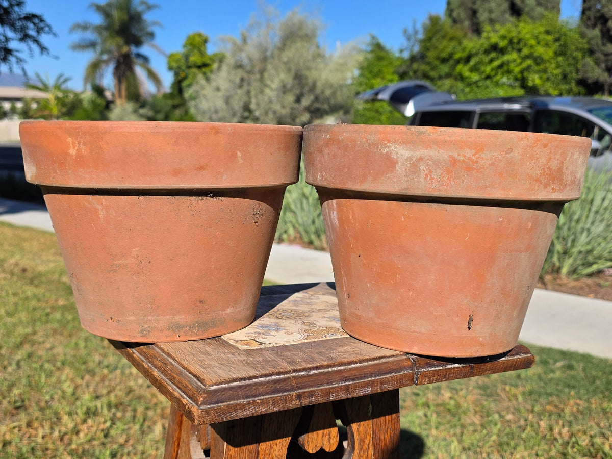 Pair of 2 Vintage ITERRA Terracotta Planter 8" Italian Clay Pots (Made in Italy)