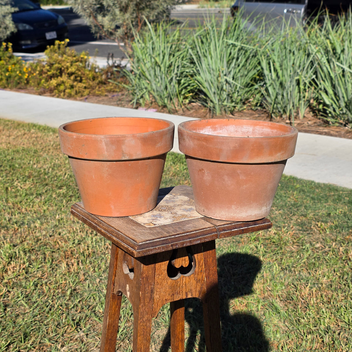 Pair of 2 Vintage ITERRA Terracotta Planter 8" Italian Clay Pots (Made in Italy)