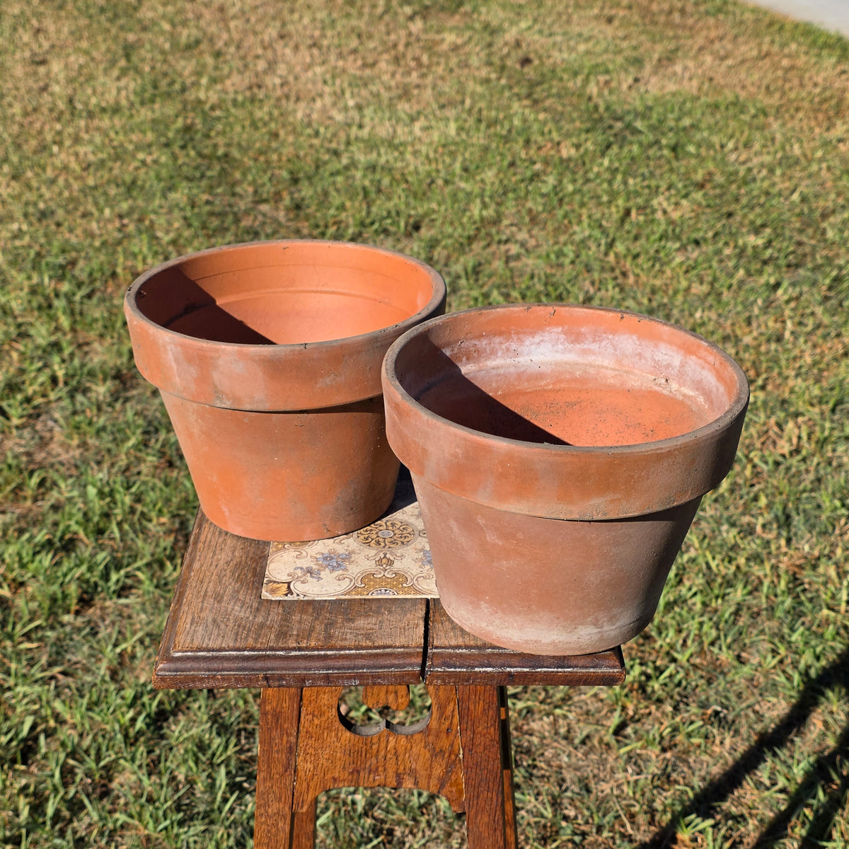 Pair of 2 Vintage ITERRA Terracotta Planter 8" Italian Clay Pots (Made in Italy)