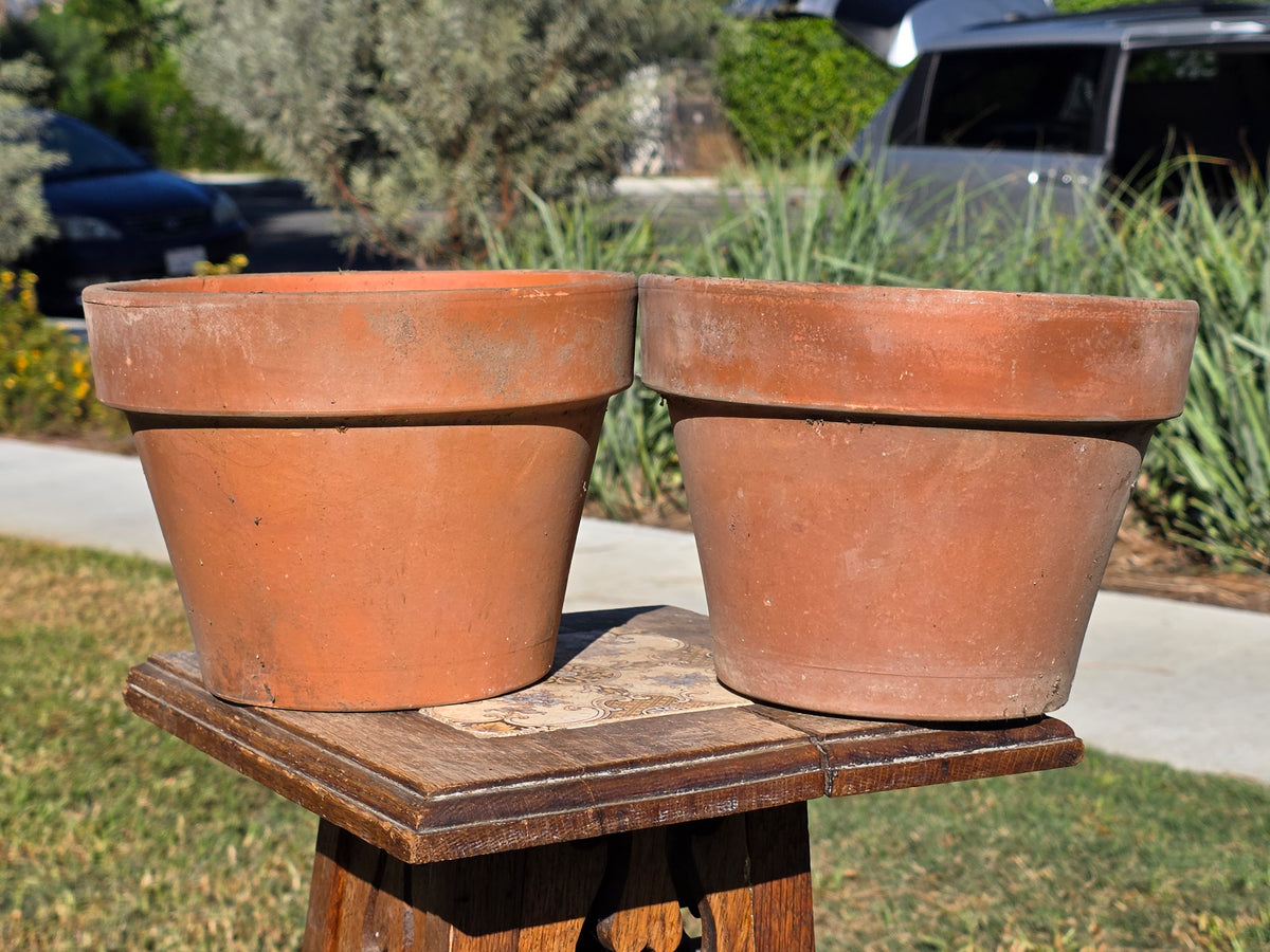 Pair of 2 Vintage ITERRA Terracotta Planter 8" Italian Clay Pots (Made in Italy)
