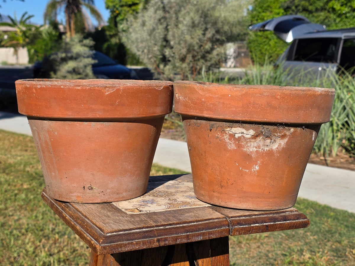 Pair of 2 Vintage ITERRA Terracotta Planter 8" Italian Clay Pots (Made in Italy)