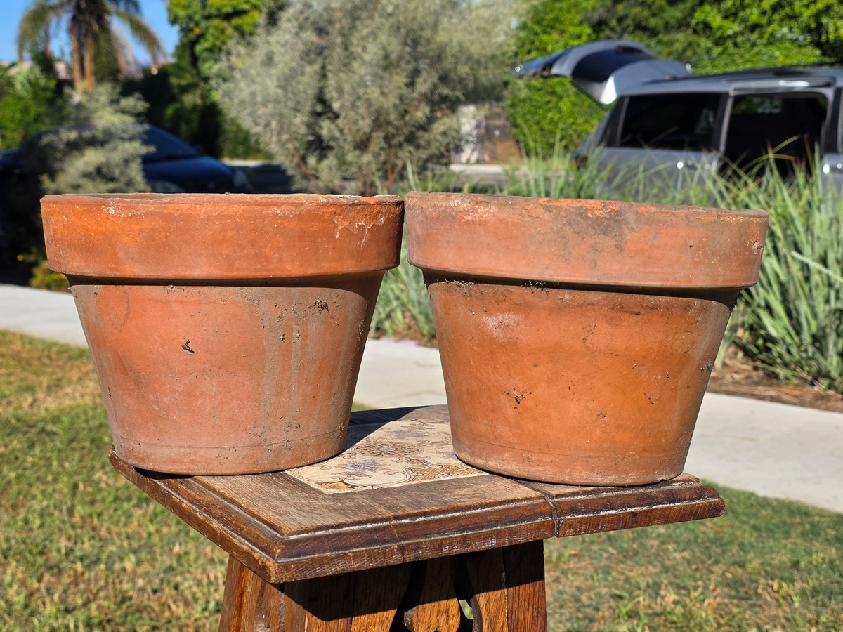 Pair of 2 Vintage ITERRA Terracotta Planter 8" Italian Clay Pots (Made in Italy)