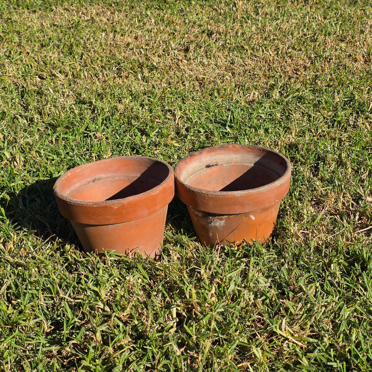 Pair of 2 Vintage ITERRA Terracotta Planter 8" Italian Clay Pots (Made in Italy)