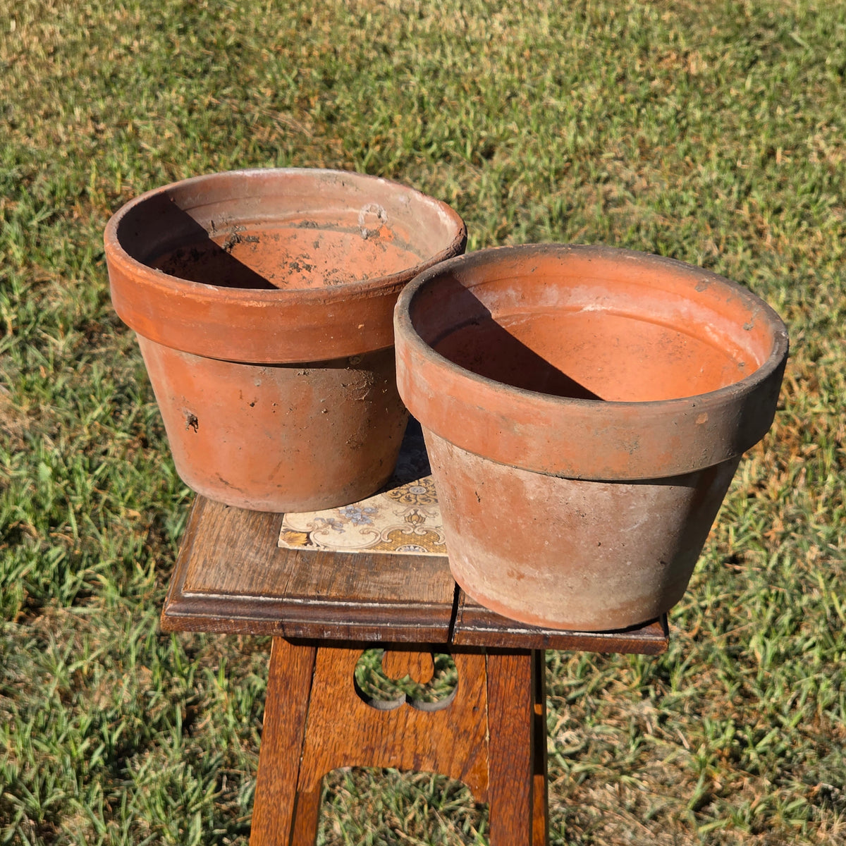 Pair of 2 Vintage ITERRA Terracotta Planter 8" Italian Clay Pots (Made in Italy) (Copy)
