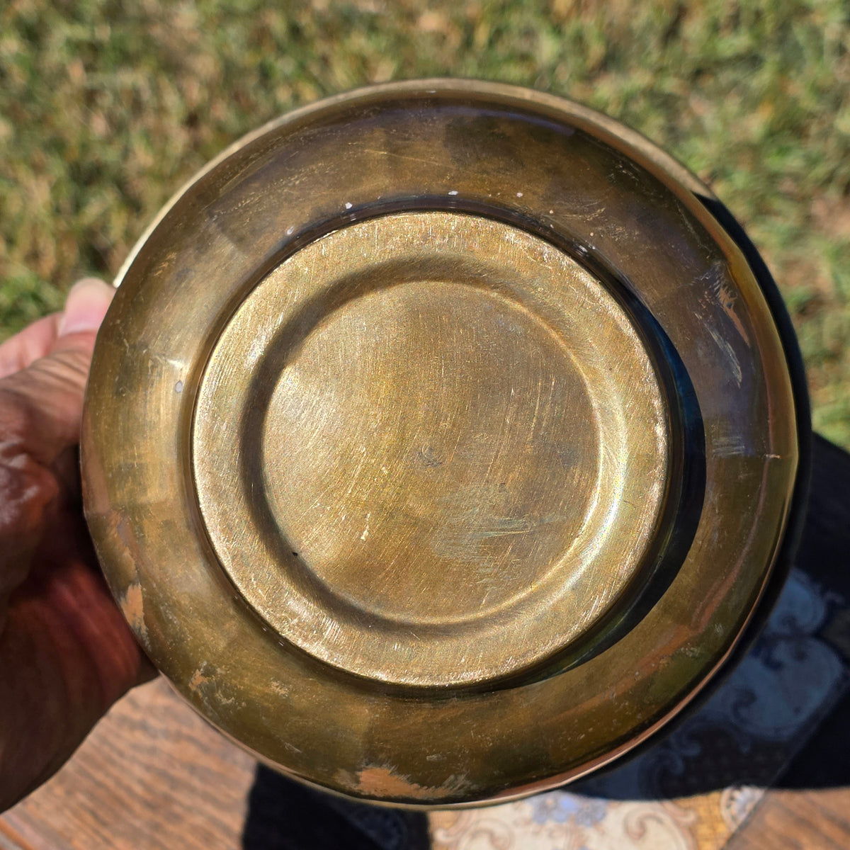 MCM Vintage Faceted Paneled Solid Brass Planter Flared Cachepot Plant Pot 7"