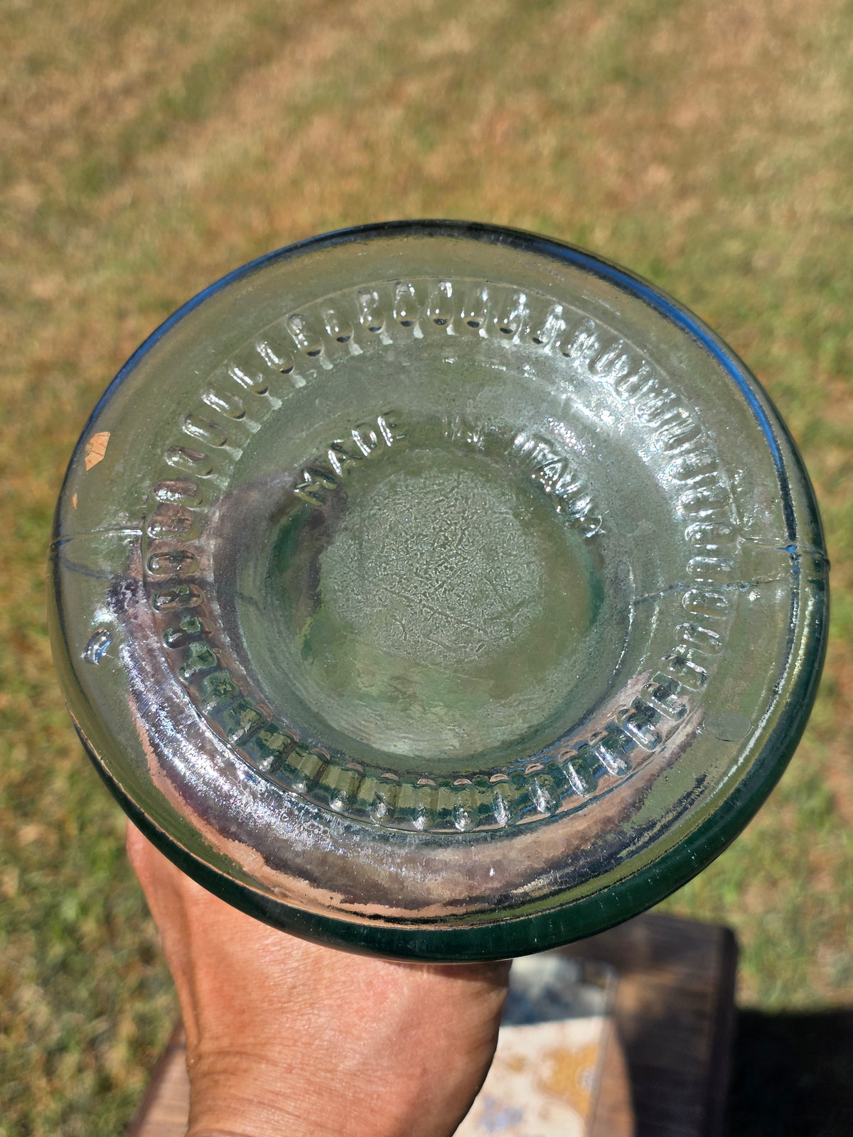 Vintage Blenko Style Tall Cylinder Floor Vase Italy Green Recycled Glass 22.75"