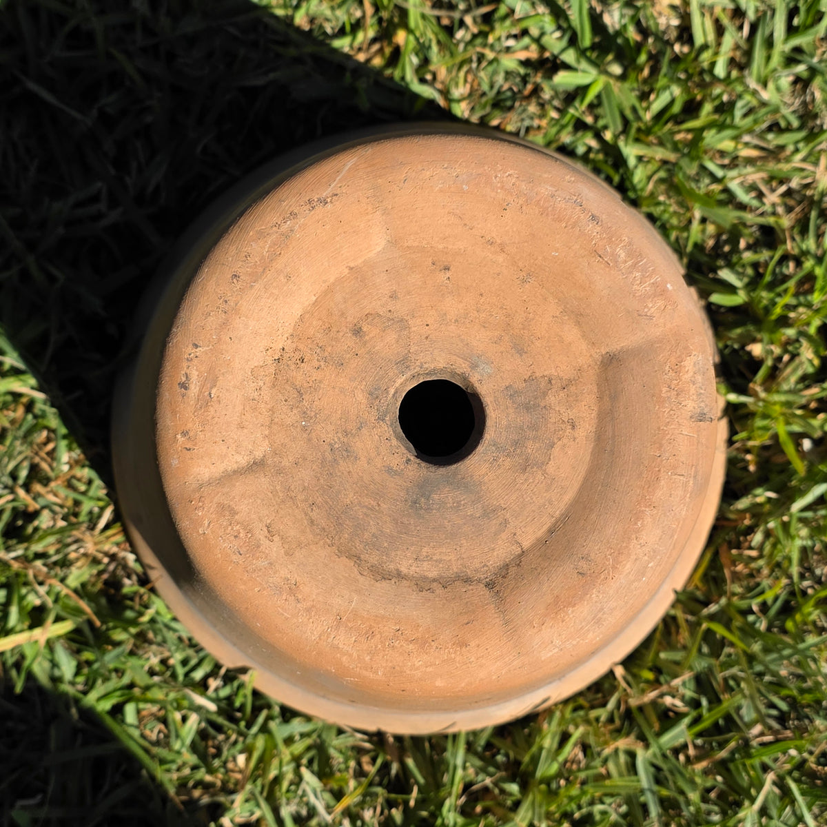 Vtg Terracotta Planter Pot Weathered Clay Flower 10" Rolled Rim Rustic Patina