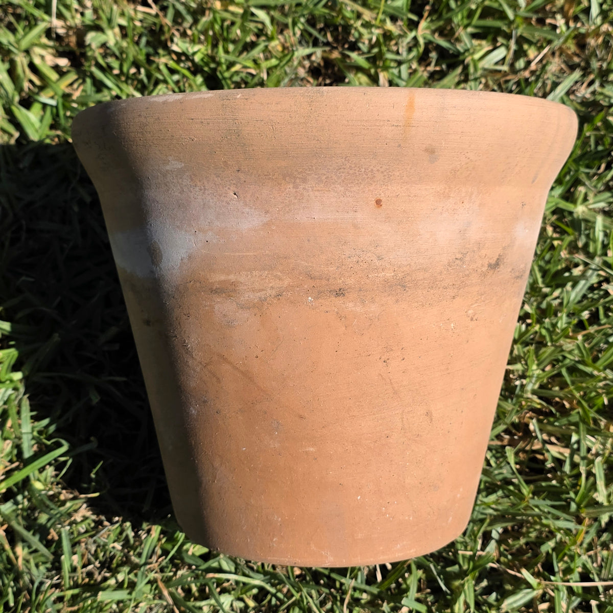 Vtg Terracotta Planter Pot Weathered Clay Flower 10" Rolled Rim Rustic Patina