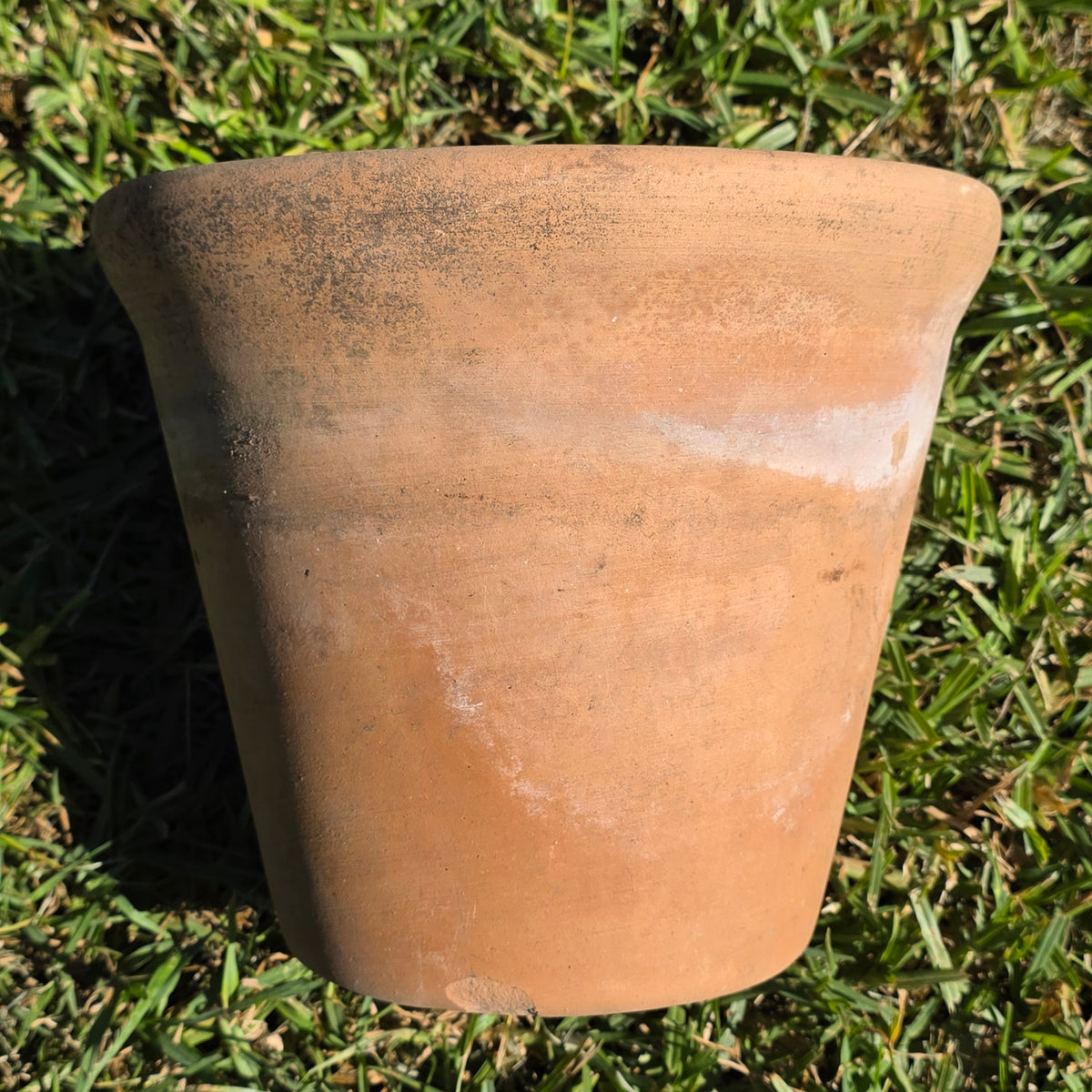 Vtg Terracotta Planter Pot Weathered Clay Flower 10" Rolled Rim Rustic Patina