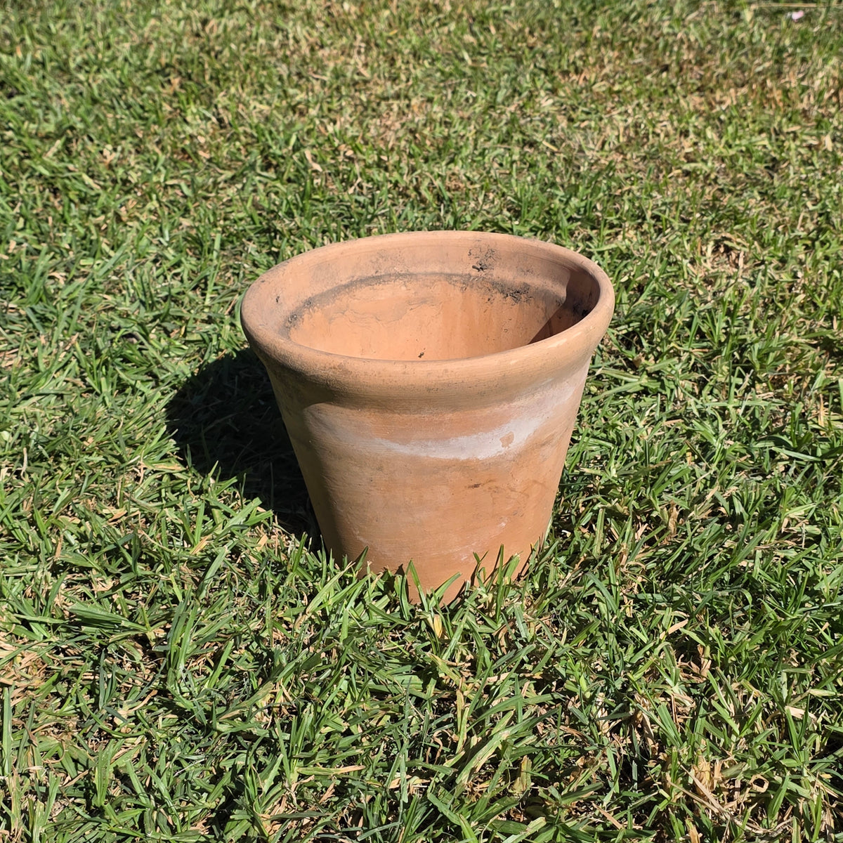 Vtg Terracotta Planter Pot Weathered Clay Flower 10" Rolled Rim Rustic Patina