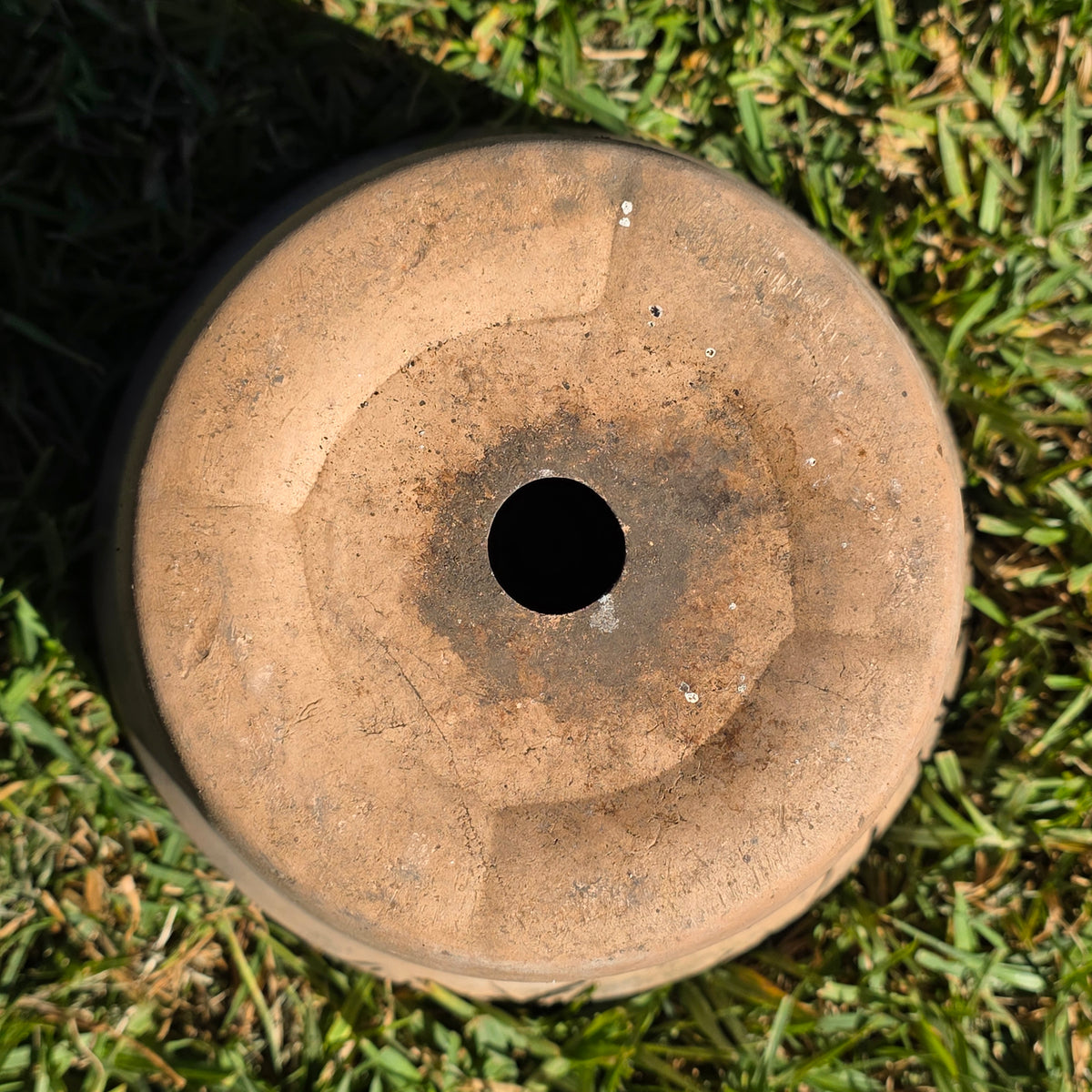 Vintage Terracotta Planter Pot Heavy Aged Clay 10" Flower Rustic Rolled Rim Moss