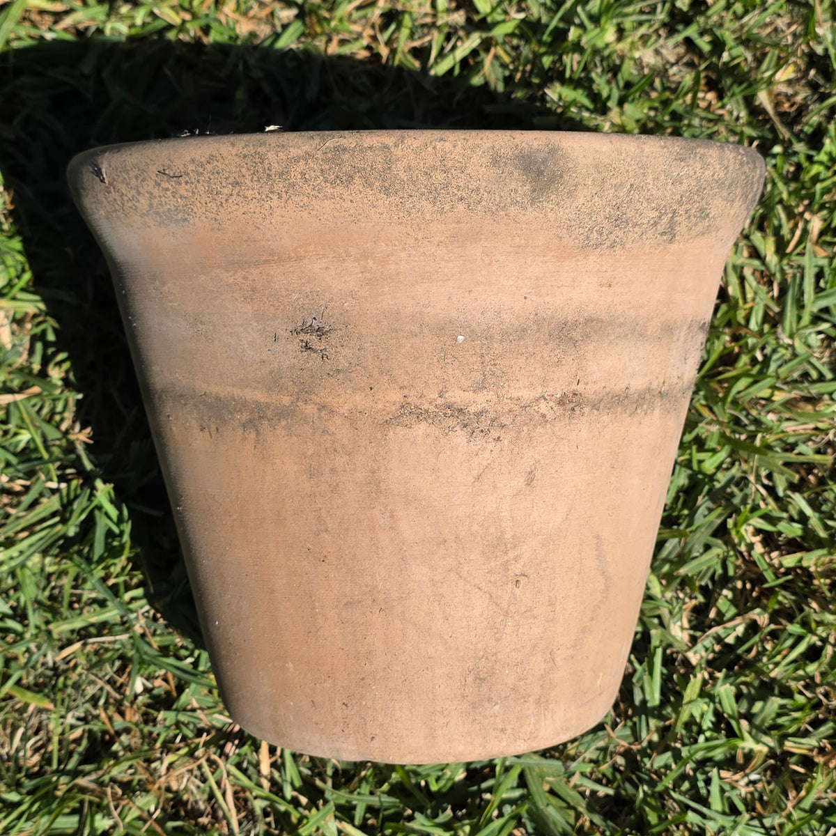 Vintage Terracotta Planter Pot Heavy Aged Clay 10" Flower Rustic Rolled Rim Moss