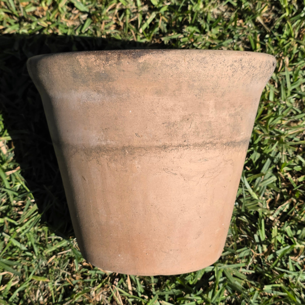 Vintage Terracotta Planter Pot Heavy Aged Clay 10" Flower Rustic Rolled Rim Moss