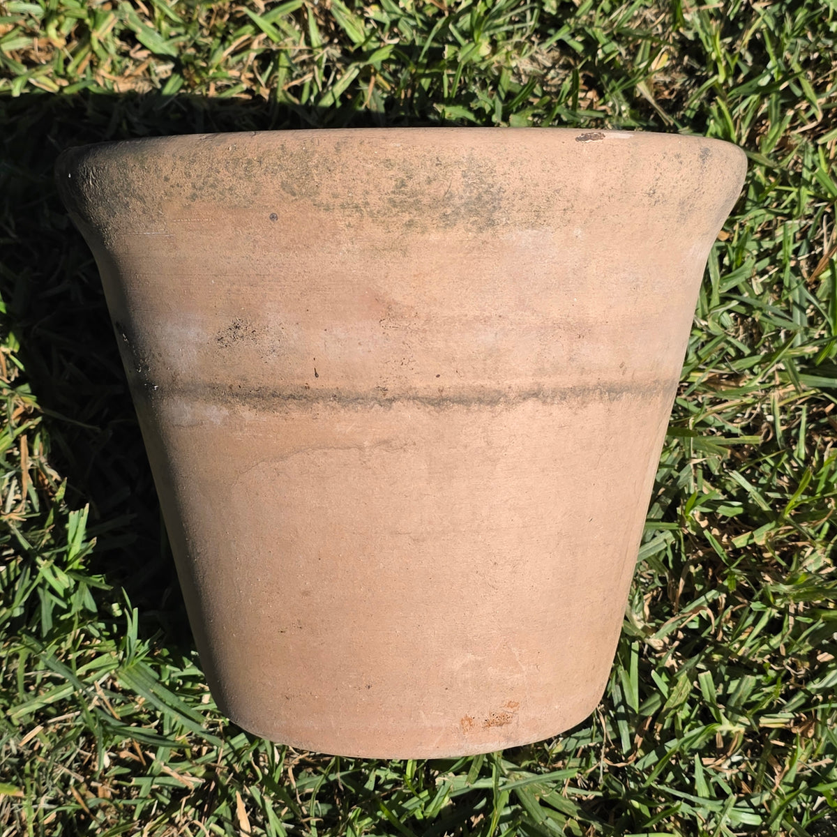 Vintage Terracotta Planter Pot Heavy Aged Clay 10" Flower Rustic Rolled Rim Moss