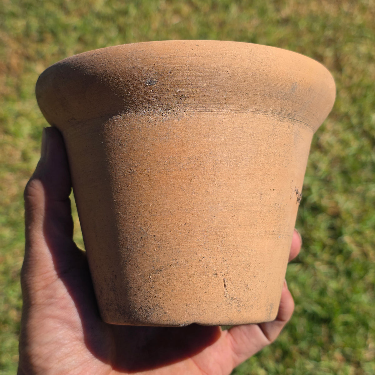 Vtg US Pottery Terracotta Planter Flower Pot Clay Set 2 USA Heavy Aged Patina