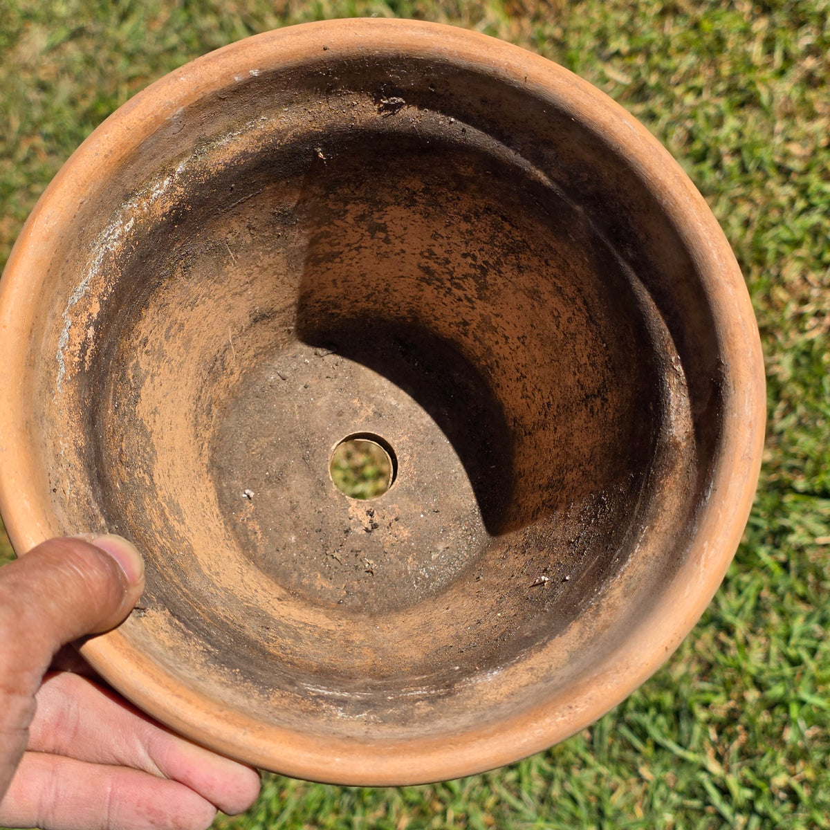Vtg US Pottery Terracotta Planter Flower Pot Clay Set 2 USA Heavy Aged Patina