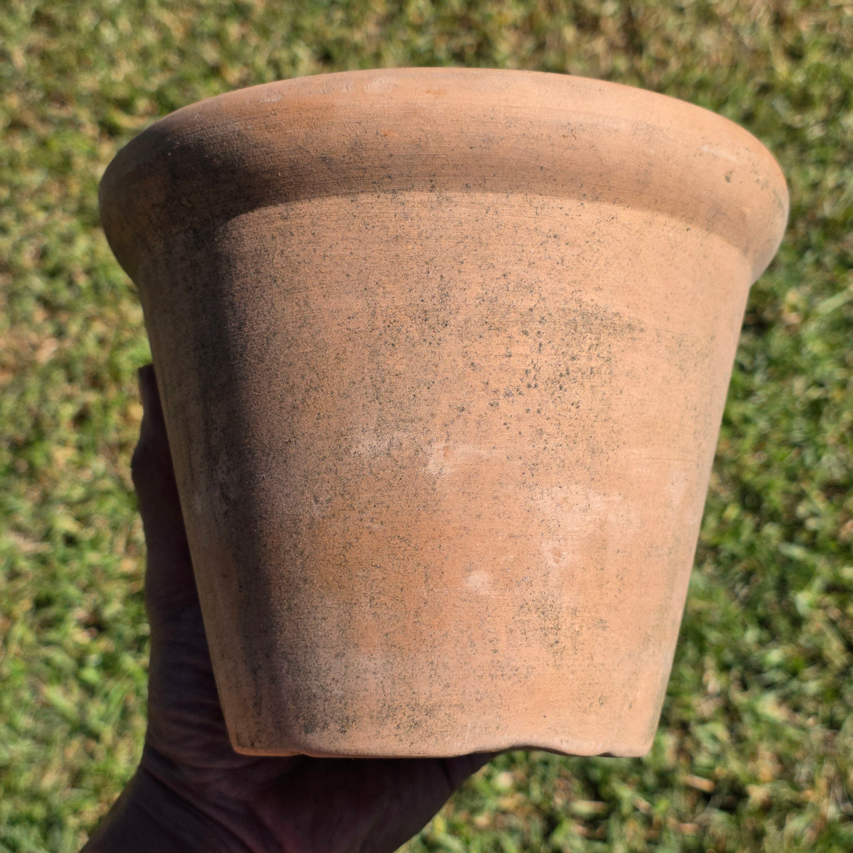 Vtg US Pottery Terracotta Planter Flower Pot Clay Set 2 USA Heavy Aged Patina