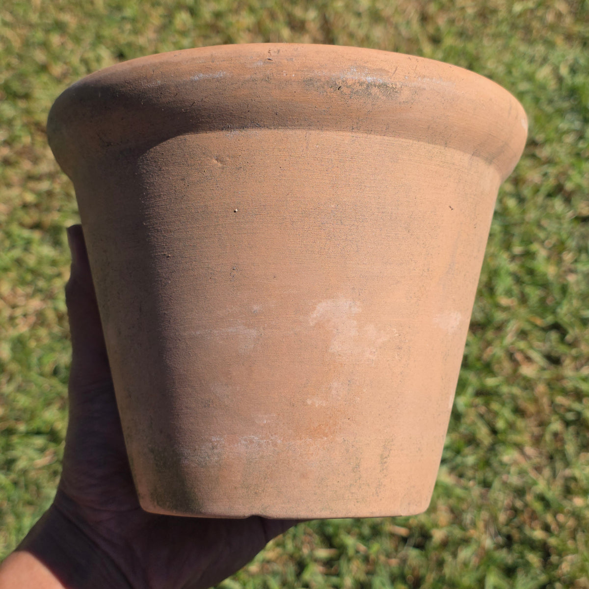 Vtg US Pottery Terracotta Planter Flower Pot Clay Set 2 USA Heavy Aged Patina