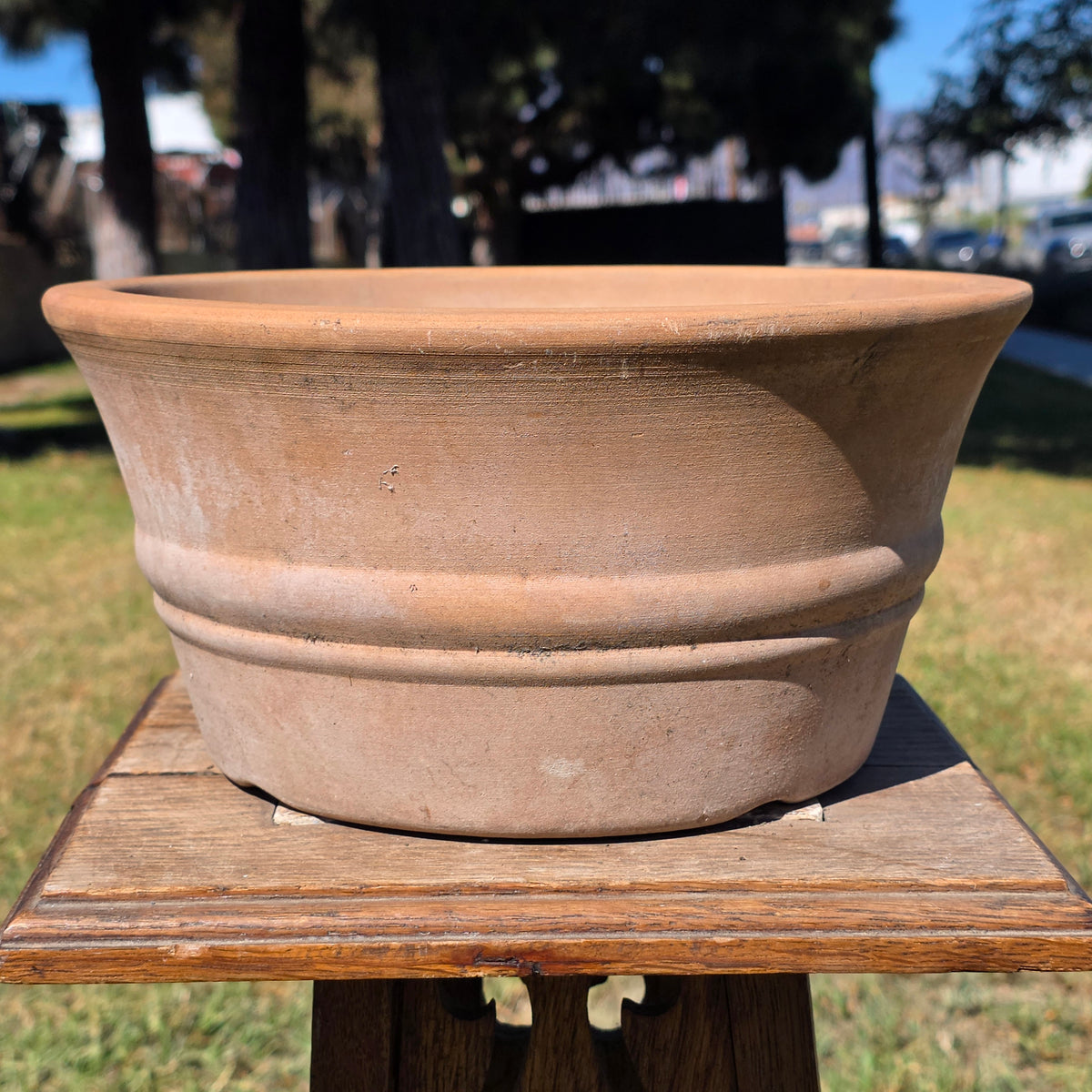 Vtg US Pottery Terracotta Planter Pot Clay Flower Bowl 11.5" Made in USA Patina