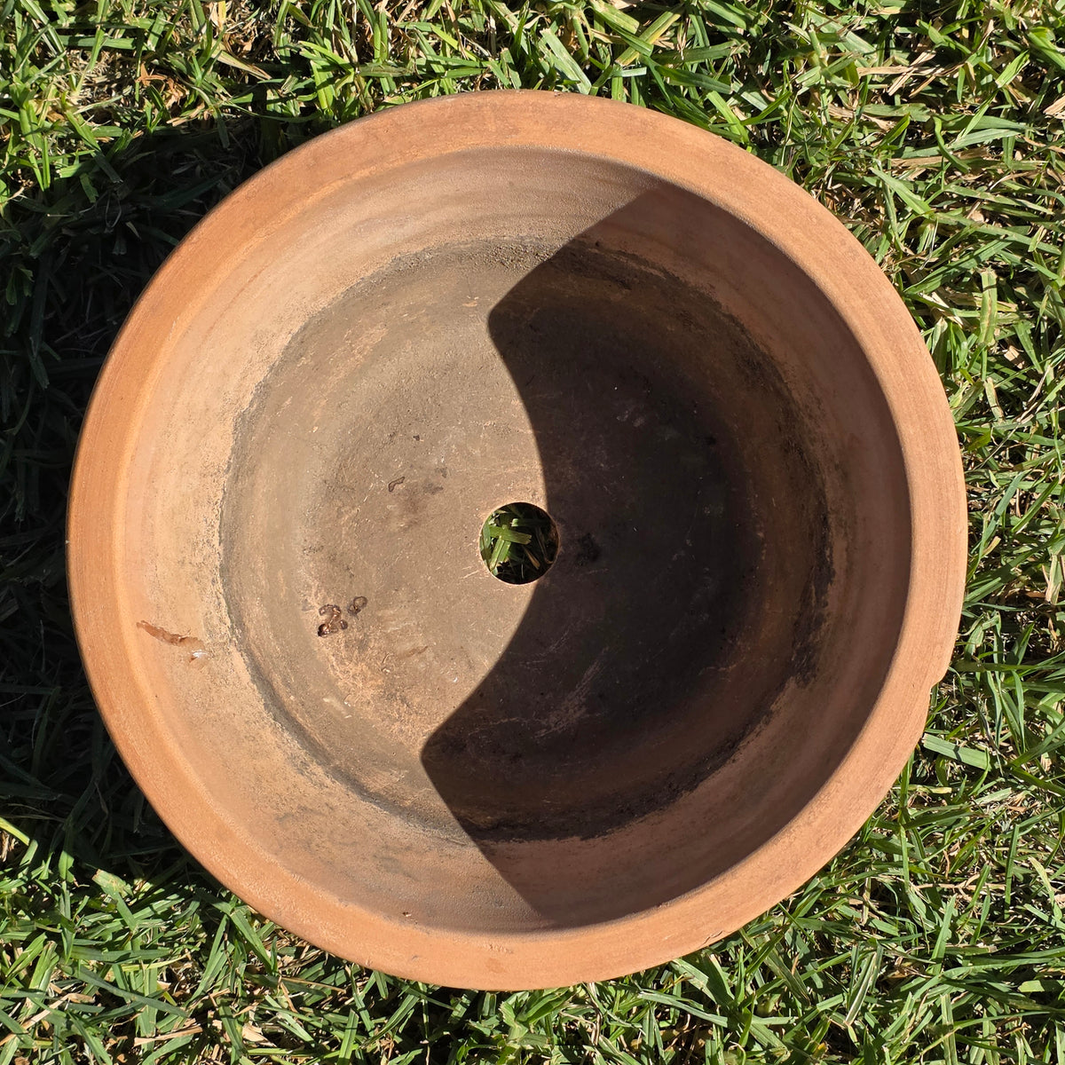 Vtg US Pottery Terracotta Planter Pot Clay Flower Bowl 11.5" Made in USA Patina