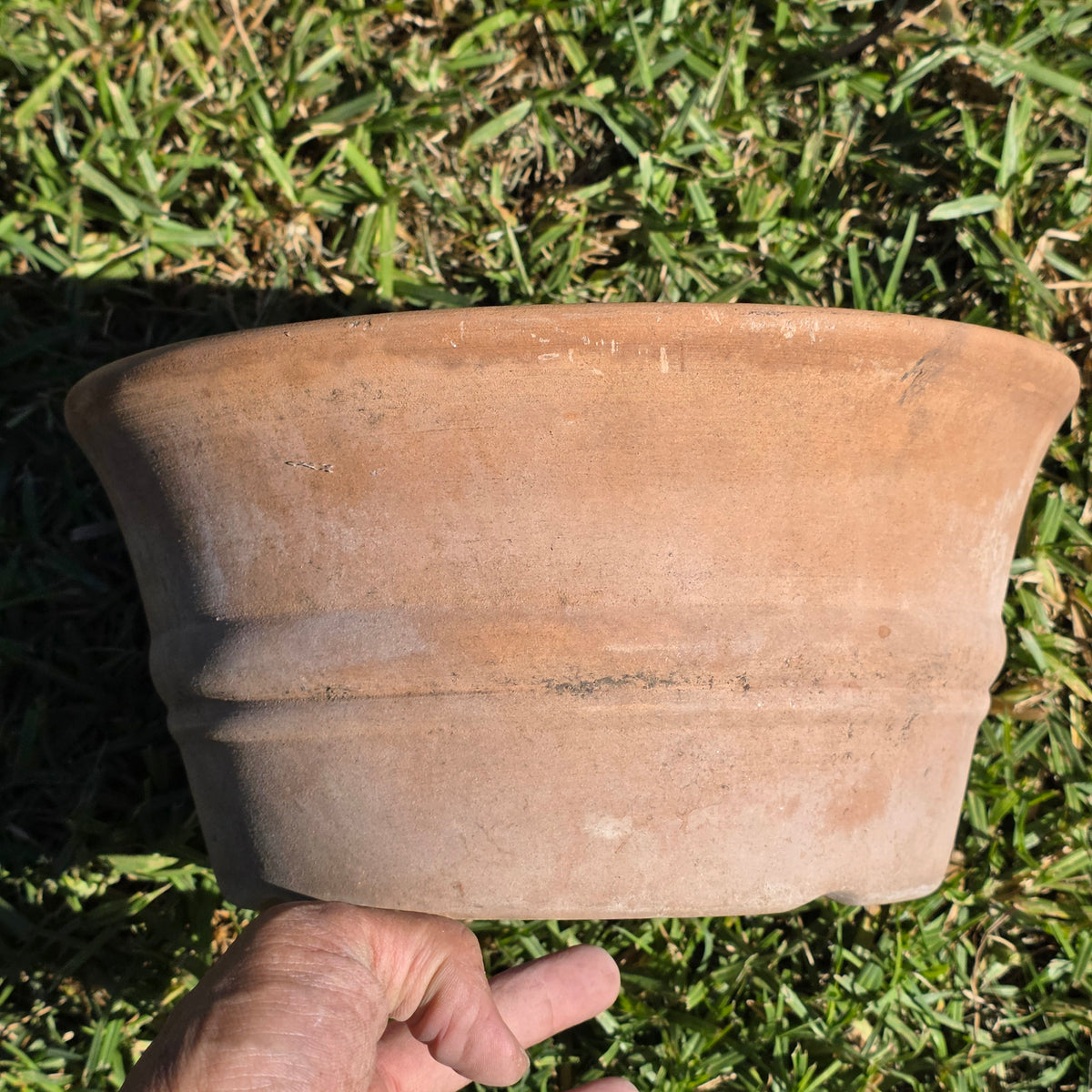 Vtg US Pottery Terracotta Planter Pot Clay Flower Bowl 11.5" Made in USA Patina