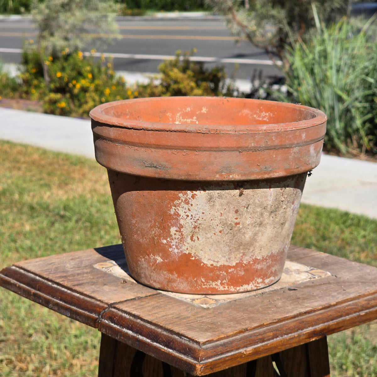 Vtg Italian Terracotta Clay Planter Pot 8" Azalea Squat Stamped 38 Italy Garden