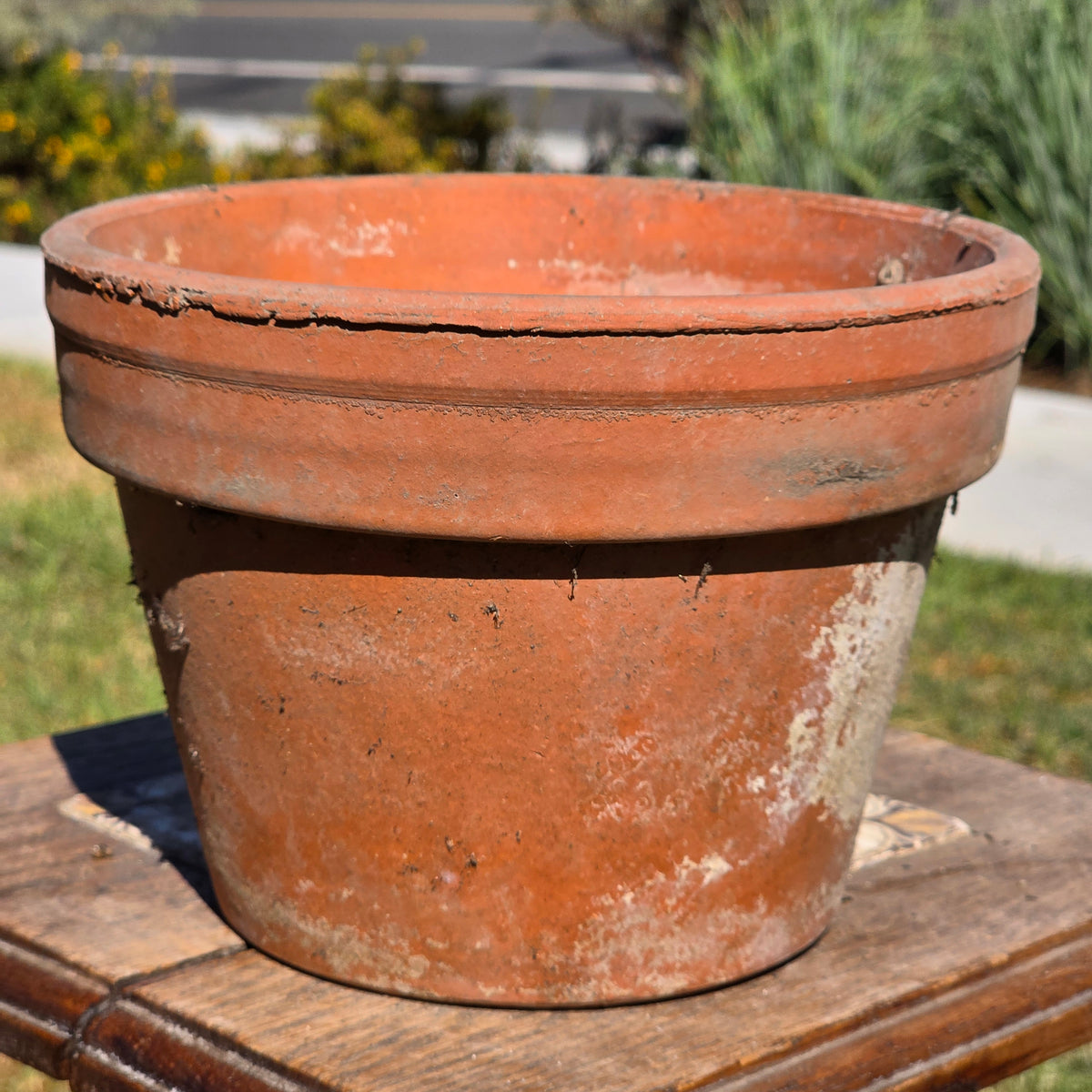 Vtg Italian Terracotta Clay Planter Pot 8" Azalea Squat Stamped 38 Italy Garden