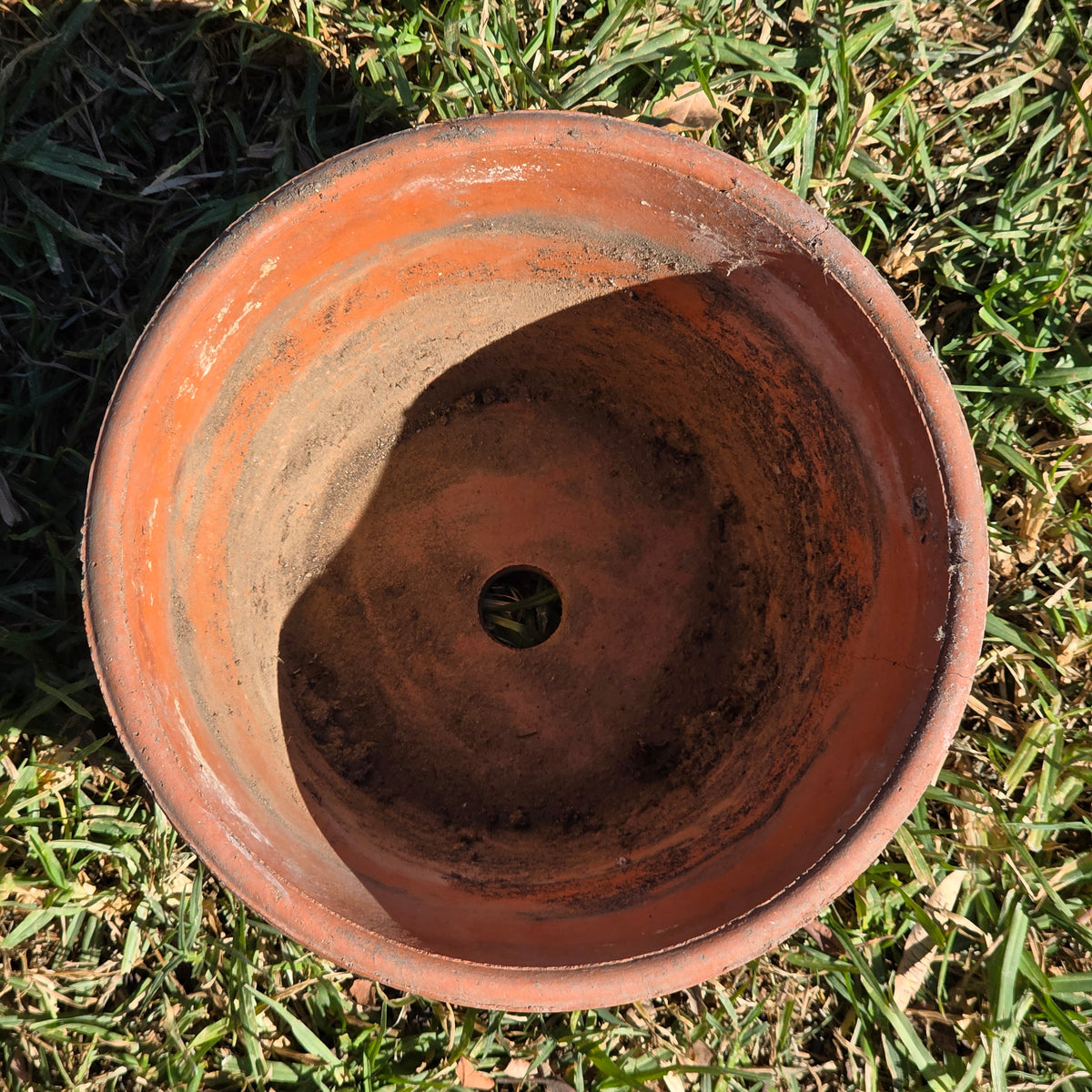 Vtg Italian Terracotta Clay Planter Pot 8" Azalea Squat Stamped 38 Italy Garden