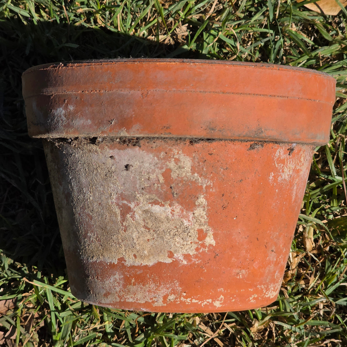Vtg Italian Terracotta Clay Planter Pot 8" Azalea Squat Stamped 38 Italy Garden