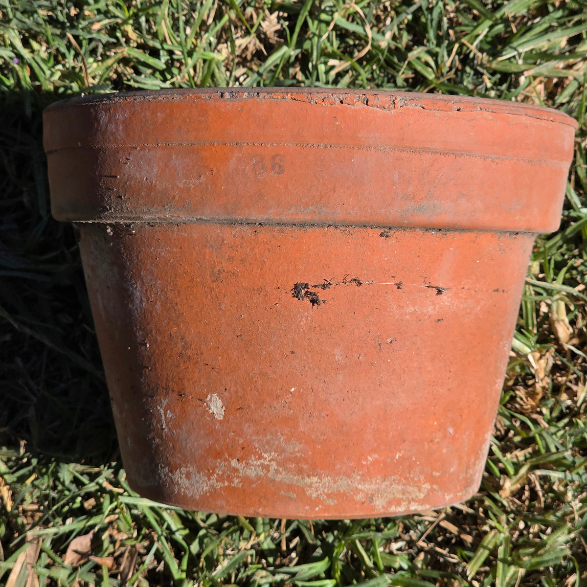 Vtg Italian Terracotta Clay Planter Pot 8" Azalea Squat Stamped 38 Italy Garden