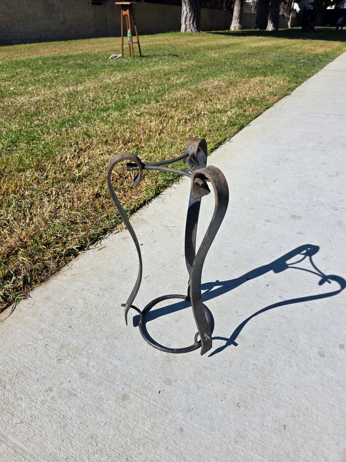 Vintage Wrought Iron Plant Stand Spanish Revival Forged Metal Craftsman Patio