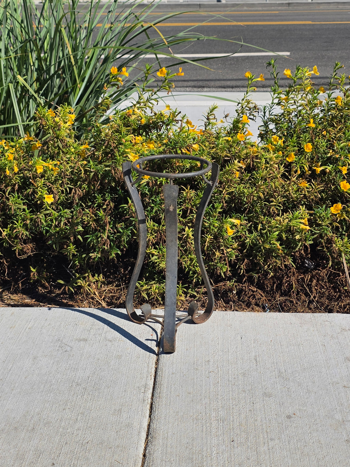 Vintage Wrought Iron Plant Stand Spanish Revival Forged Metal Craftsman Patio